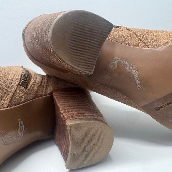 UGG Ava Tan Suede Women's Tall Boot size 8 Preppy Minimalist Basic Classy Casual - Picture 7 of 9